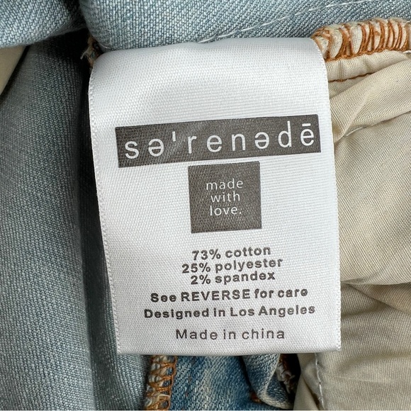 Serenede Skinny White Black Stripe Destroyed Denim Jeans Size 40 Men’s - Picture 5 of 7